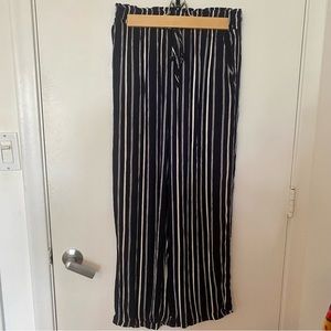 Flowy Blue and White Striped Women’s Pants - Size Small
